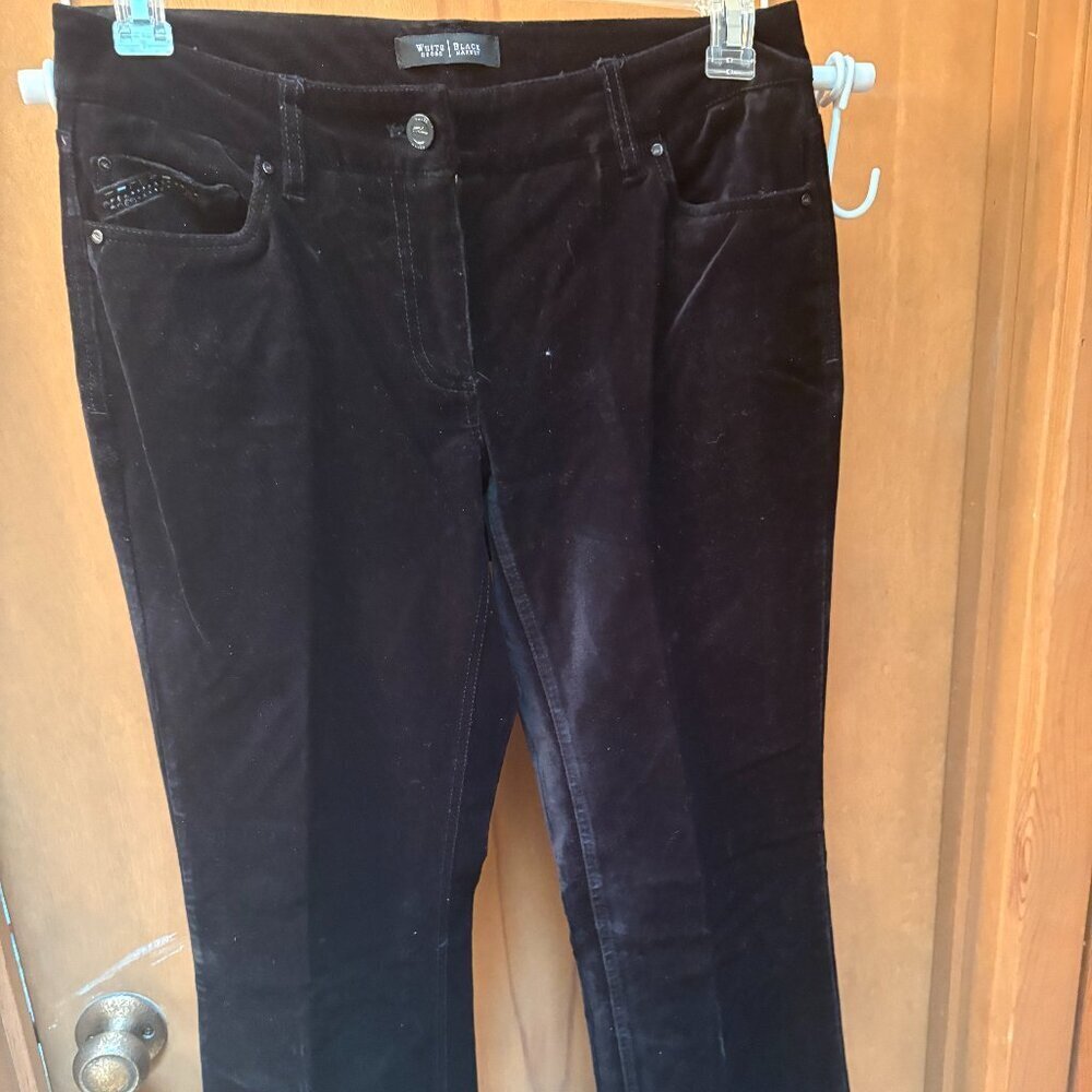 White House Black Market Black Velvet Bootcut Pants Rhinestone Pocket 6R